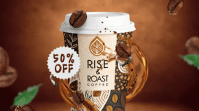 Rise & Roast Coffee Ad Poster
